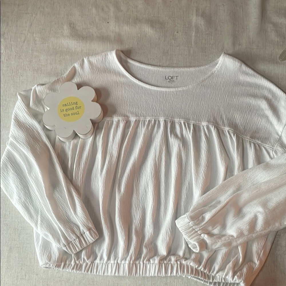 LOFT White Textured Blouse